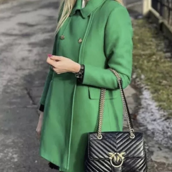 ZARA TAILORED BUTTONED COAT SIZE Small Apple green 0/5247/243 gold buttons NWT - Picture 3 of 11